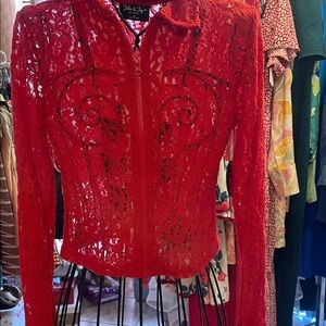 Red Lace Blazer by John & Joy